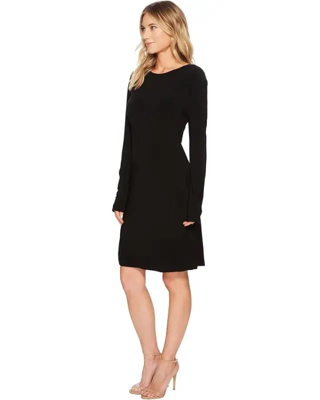Women’s Norma Kamali Long Sleeve Crew Dress To Knee – Black online