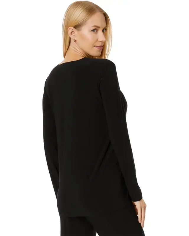 Women’s Norma Kamali Long Sleeve Crew Top – Black online