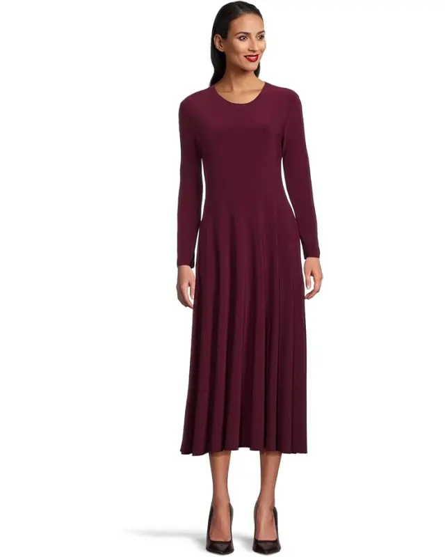 Women’s Norma Kamali Long Sleeve Flared Dress – Plum online