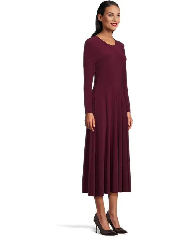 Women’s Norma Kamali Long Sleeve Flared Dress – Plum online