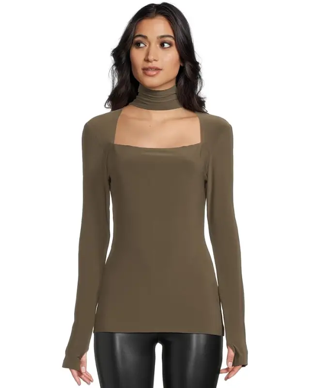 Women’s Norma Kamali Long Sleeve Sweetheart Turtle Top – Bark online