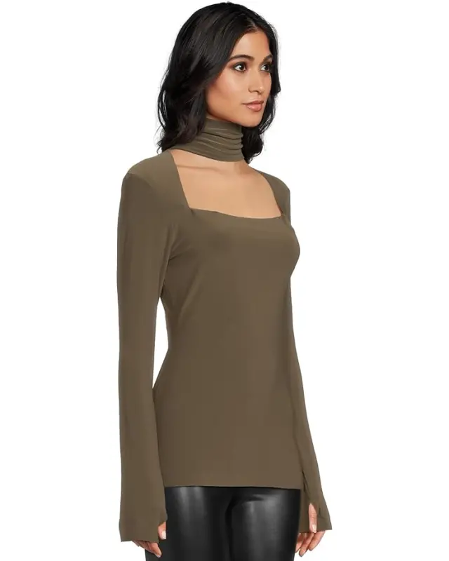 Women’s Norma Kamali Long Sleeve Sweetheart Turtle Top – Bark online