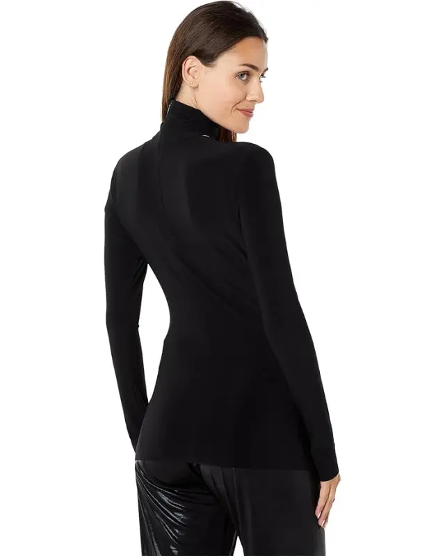 Women’s Norma Kamali Long Sleeve Sweetheart Turtle Top – Black online