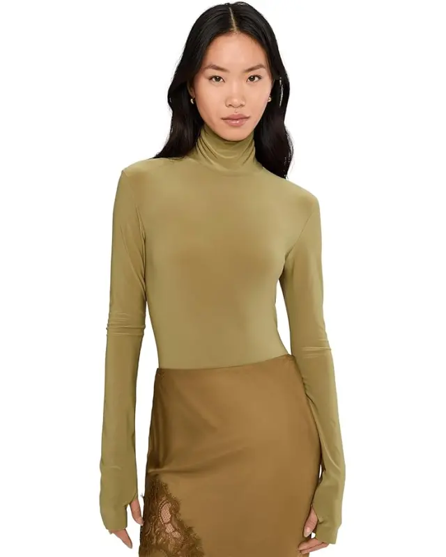 Women’s Norma Kamali Long Sleeve Turtle Bodysuit – Camel online