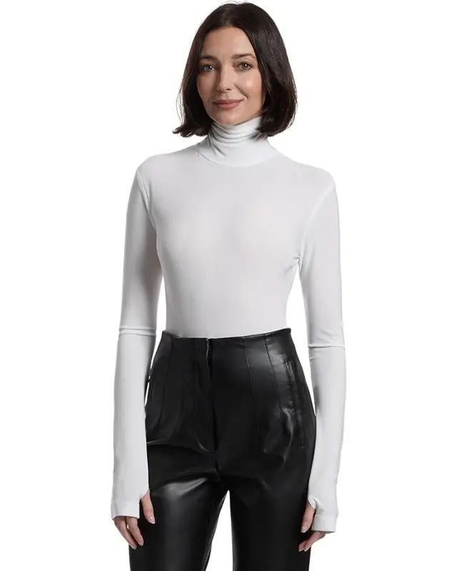 Women’s Norma Kamali Long Sleeve Turtle Bodysuit – Snow White online