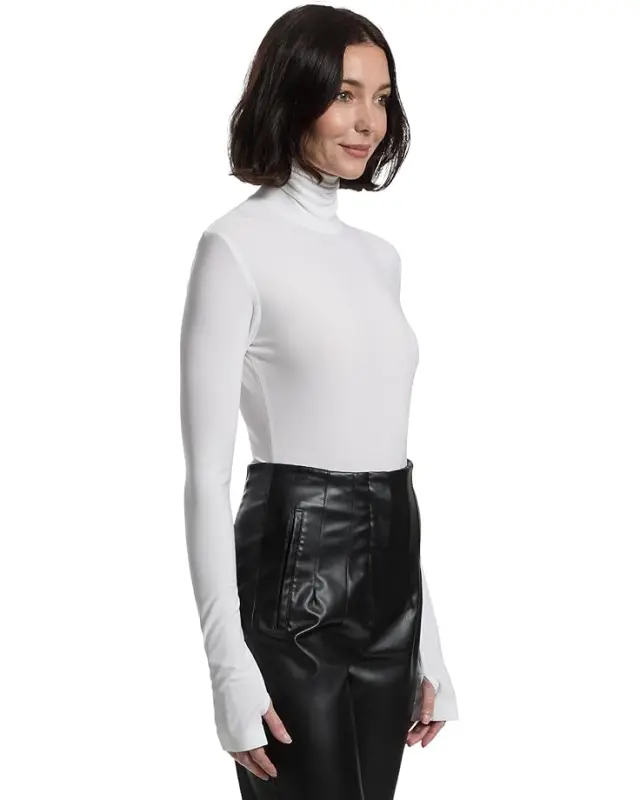Women’s Norma Kamali Long Sleeve Turtle Bodysuit – Snow White online