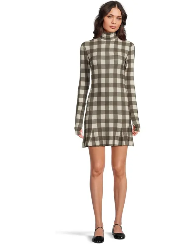 Women’s Norma Kamali Long Sleeve Turtle Fishtail Mini Dress – Bark Box Plaid online