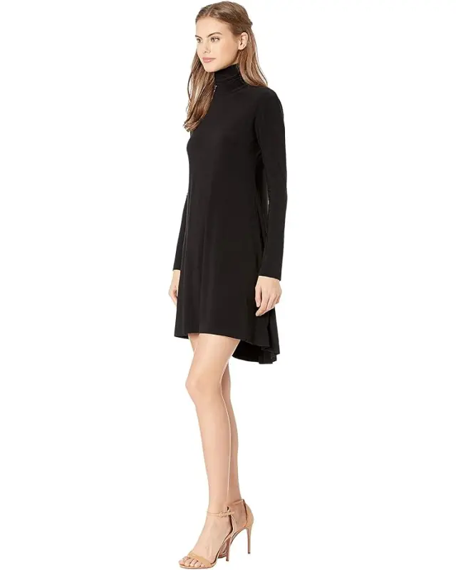 Women’s Norma Kamali Long Sleeve Turtle Swing Dress – Black online