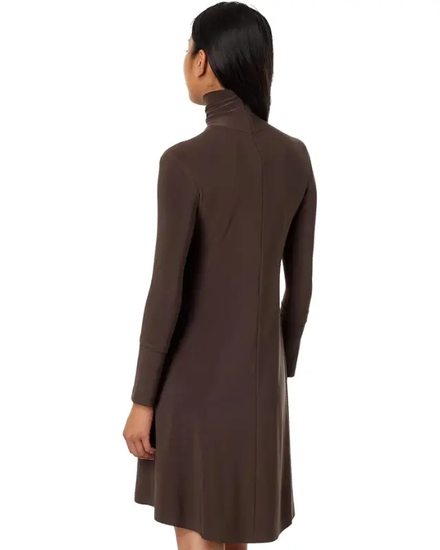Women’s Norma Kamali Long Sleeve Turtle Swing Dress – Chocolate online