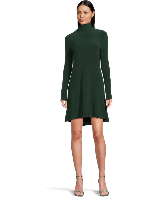 Women’s Norma Kamali Long Sleeve Turtle Swing Dress – Dark Emerald online