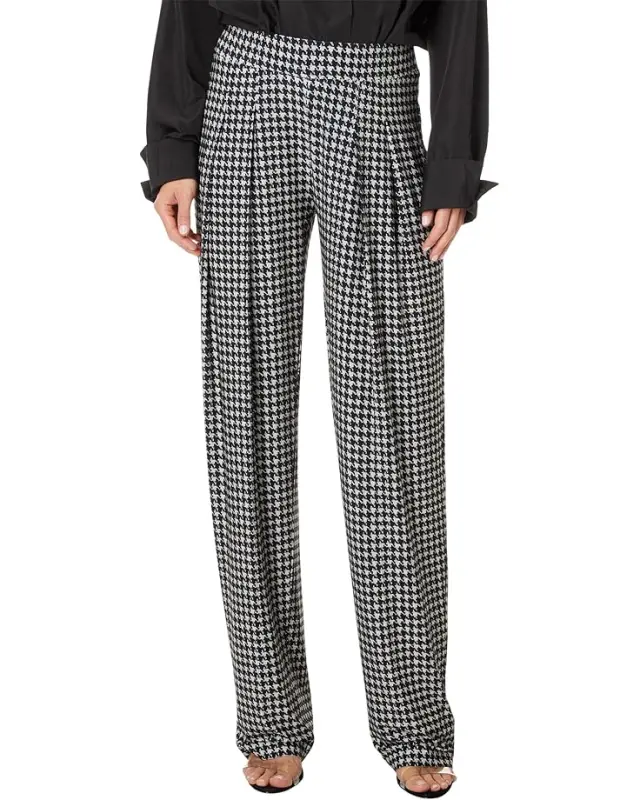Women’s Norma Kamali Low Rise Pleated Trouser – Large Houndstooth online