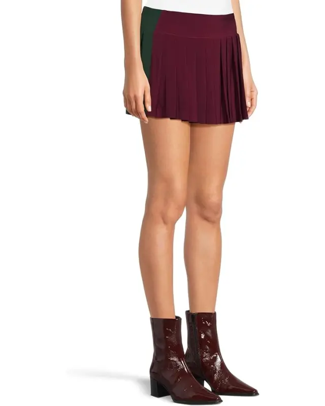 Women’s Norma Kamali Side Stripe Pleated Pickleball Skirt – Plum/Dark Emerald online