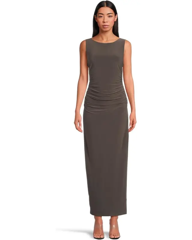 Women’s Norma Kamali Sleeveless Shirred Waist Gown – Espresso online
