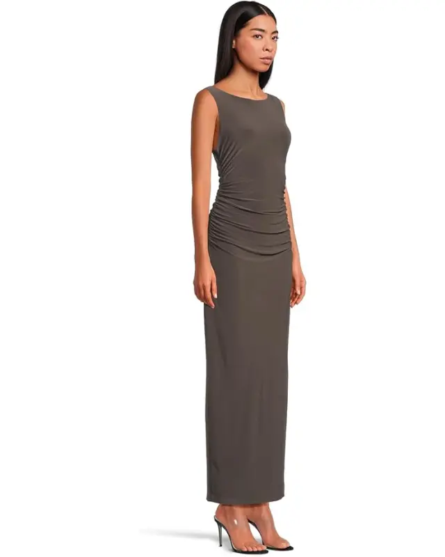 Women’s Norma Kamali Sleeveless Shirred Waist Gown – Espresso online