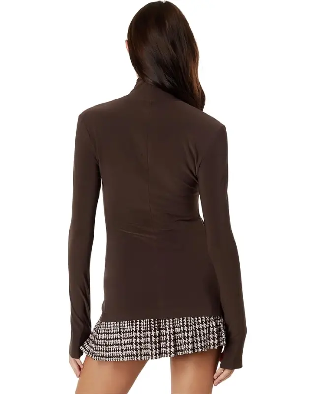 Women’s Norma Kamali Slim Fit Long Sleeve Turtle Top – Chocolate online