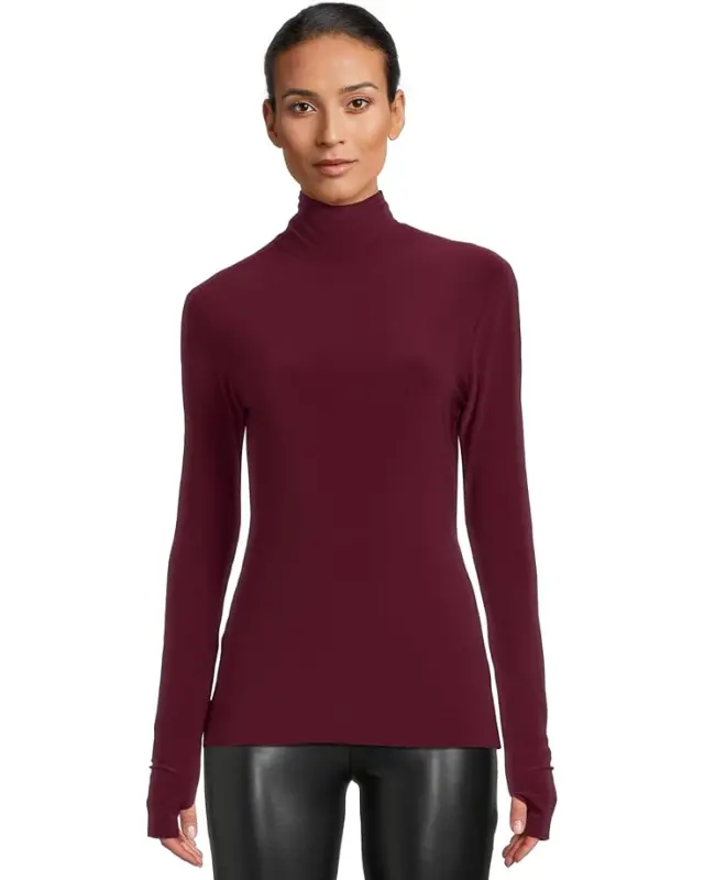 Women’s Norma Kamali Slim Fit Long Sleeve Turtle Top – Plum online