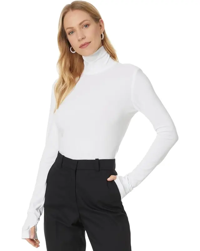 Women’s Norma Kamali Slim Fit Long Sleeve Turtle Top – Snow White online