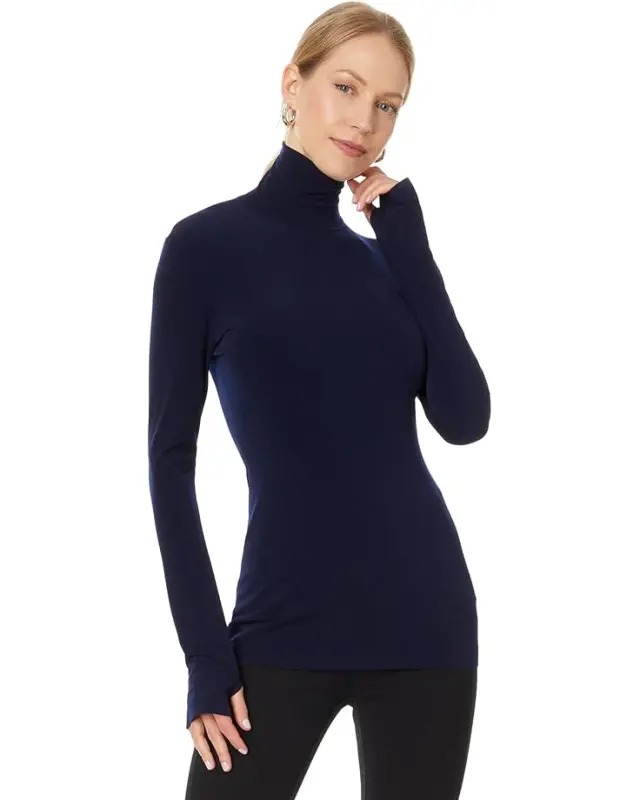 Women’s Norma Kamali Slim Fit Long Sleeve Turtle Top – True Navy online