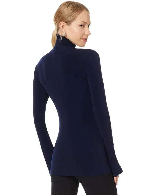 Women’s Norma Kamali Slim Fit Long Sleeve Turtle Top – True Navy online