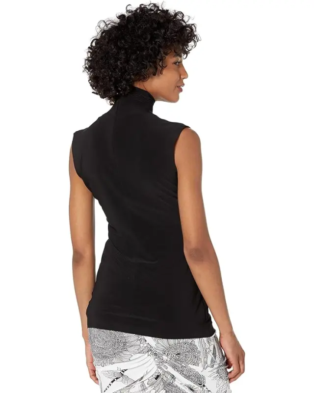 Women’s Norma Kamali Slim Fit Sleeveless Turtle Top – Black online