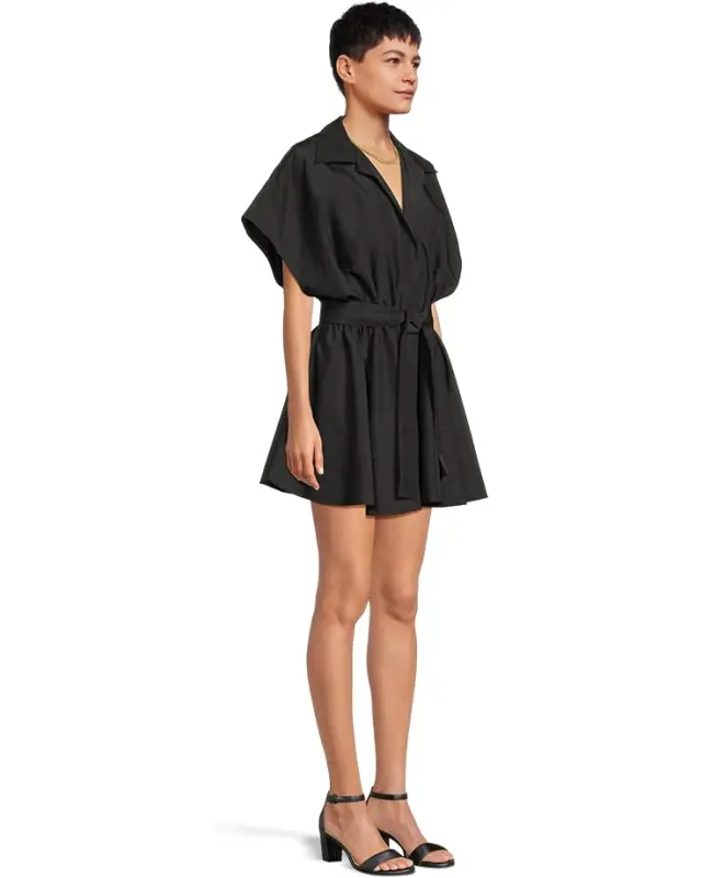 Women’s Norma Kamali Super Oversized Sleeveless Boyfriend Neck Shirt Flared Mini Dress – Black online